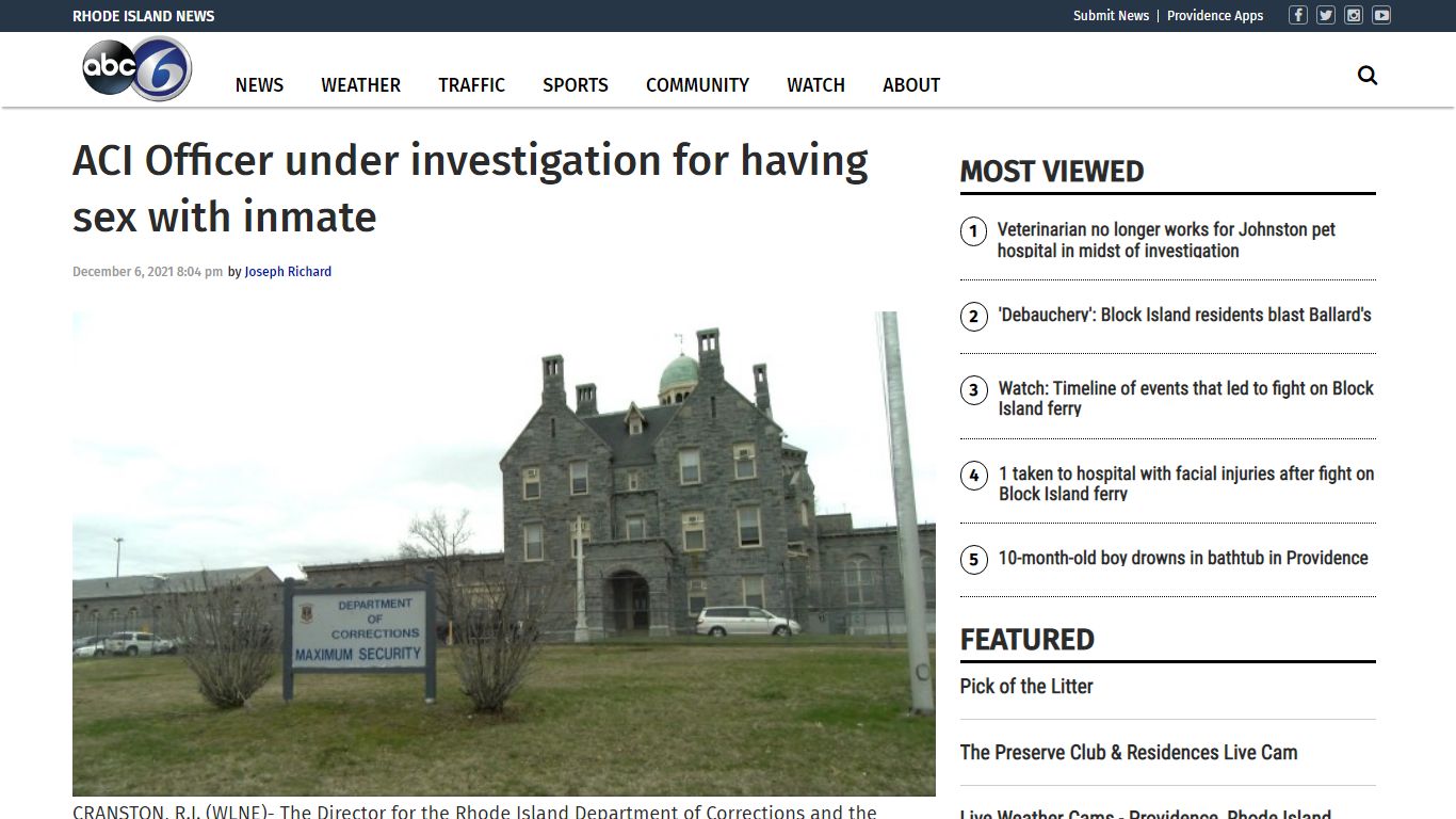 ACI Officer under investigation for having sex with inmate ...