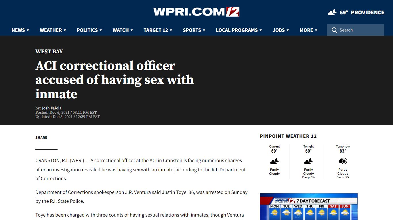 ACI correctional officer accused of having sex with inmate ...